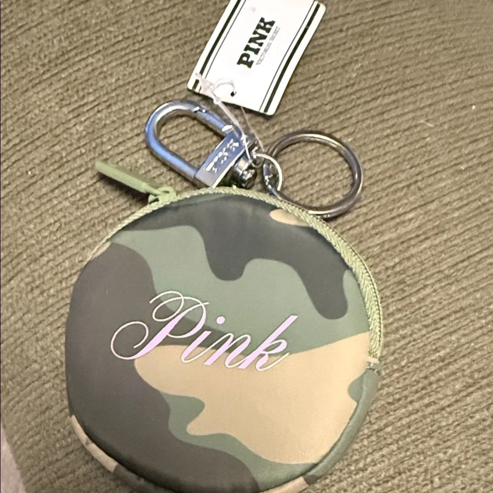 BNWT- PINK Victoria's Secret Camouflage Coin Pouch, Bag Charm